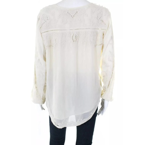 Love Sam Long Sleeve Cream Embroidered Blouse BOHO - Picture 3 of 6